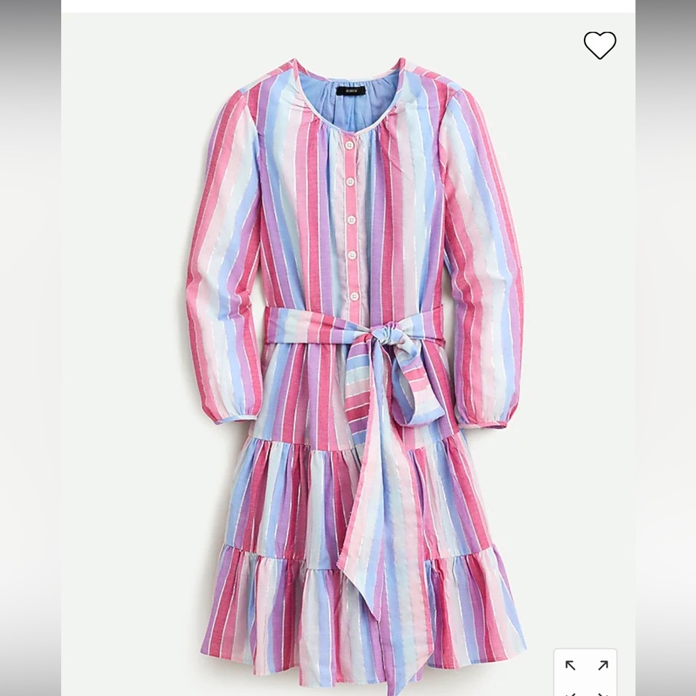 Belted button-up dress in pastel stripe - size medium